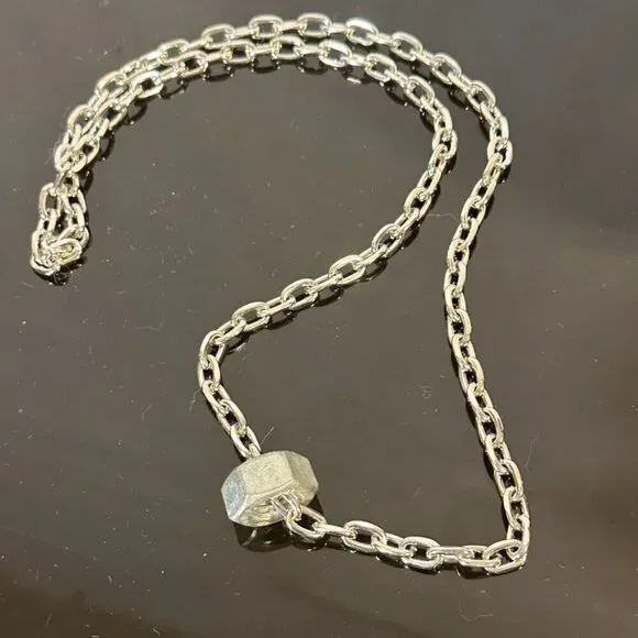 Silver Stainless Steel Strand Necklace Punk Rock Modern Gift Nuts Grunge - Picture 3 of 5